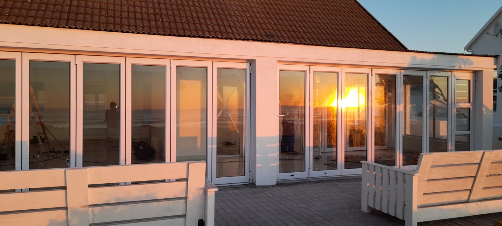 White and charcoal aluminium doors